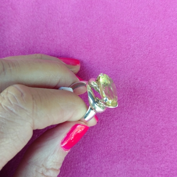 New! Lemon quartz and sterling silver ring - Picture 3 of 4
